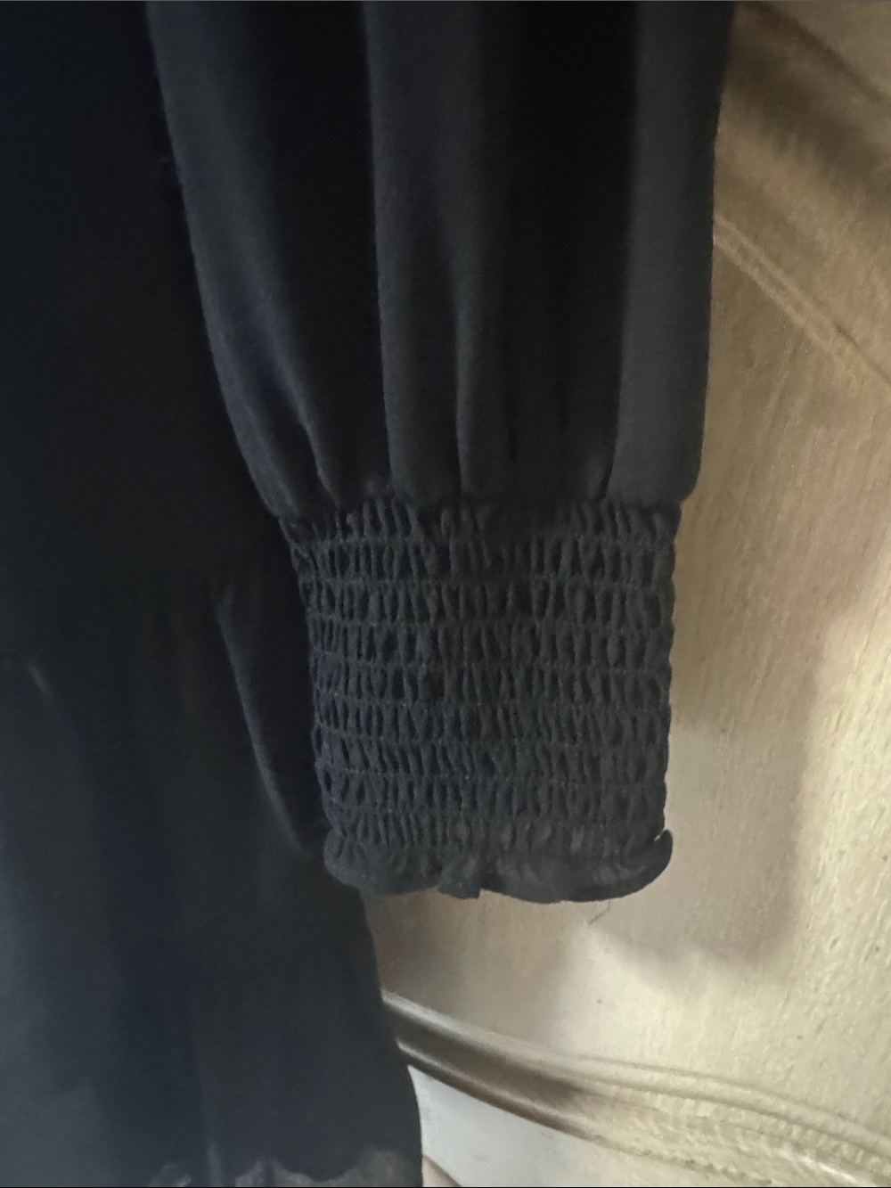 NEW MICHAEL Michael Kors Black Long-Sleeve Smocked Waist Tiered Dress - Picture 7 of 11